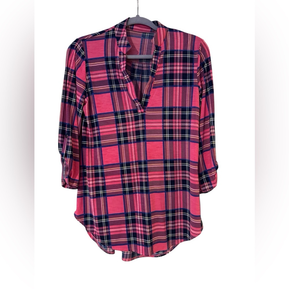 Pink Relaxed Boxy Blouse with Mandarin Collar